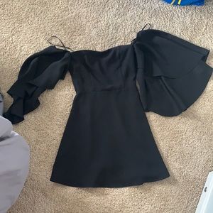 Lulus black dress with off the shoulder sleeves